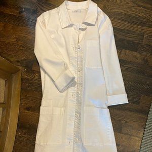 White Button Front Duster